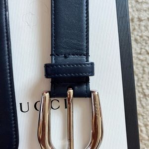 Gucci Navy Blue Dress Belt